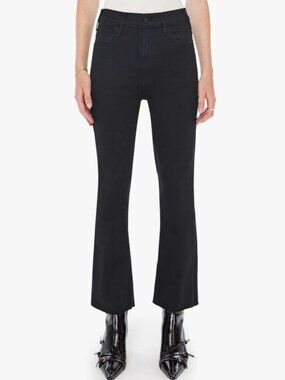 🌟 MOTHER 🌟 DENIM HUSTLER ANKLE FRAY STRETCH JEANS BLACK SZ 30